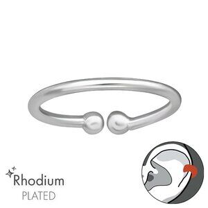 Rhodium Plated Silver Simple Ear Cuff​